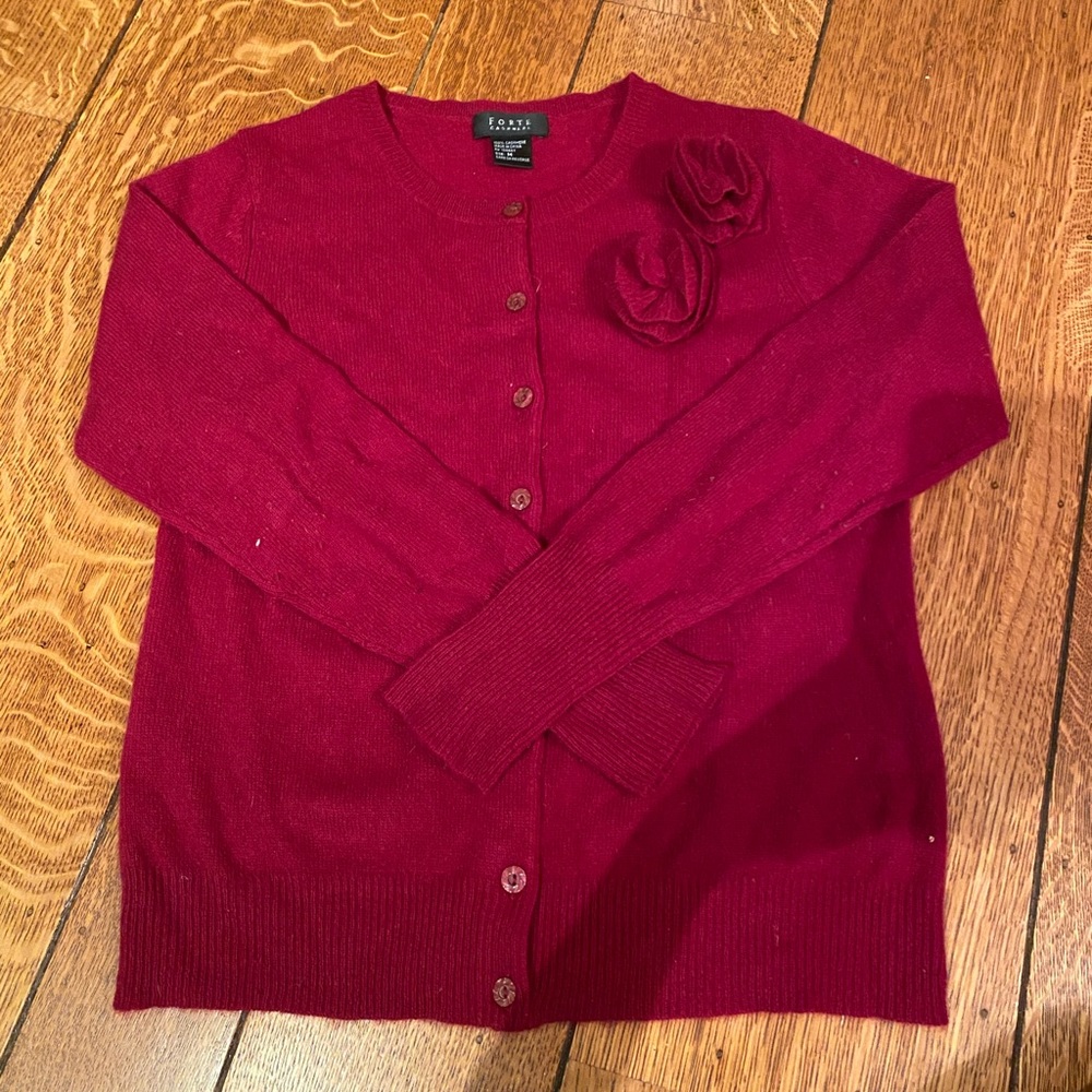Red cashmere button up